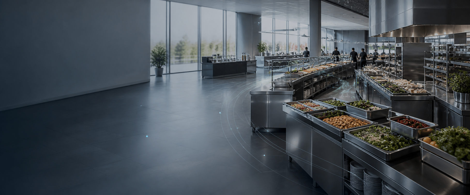 large cafe displaying many food options in professional setting